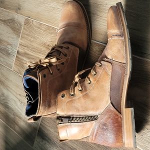 Men's Steve Madden Art Name Ryddeer size 13 distressed Tans leather boots NWOT